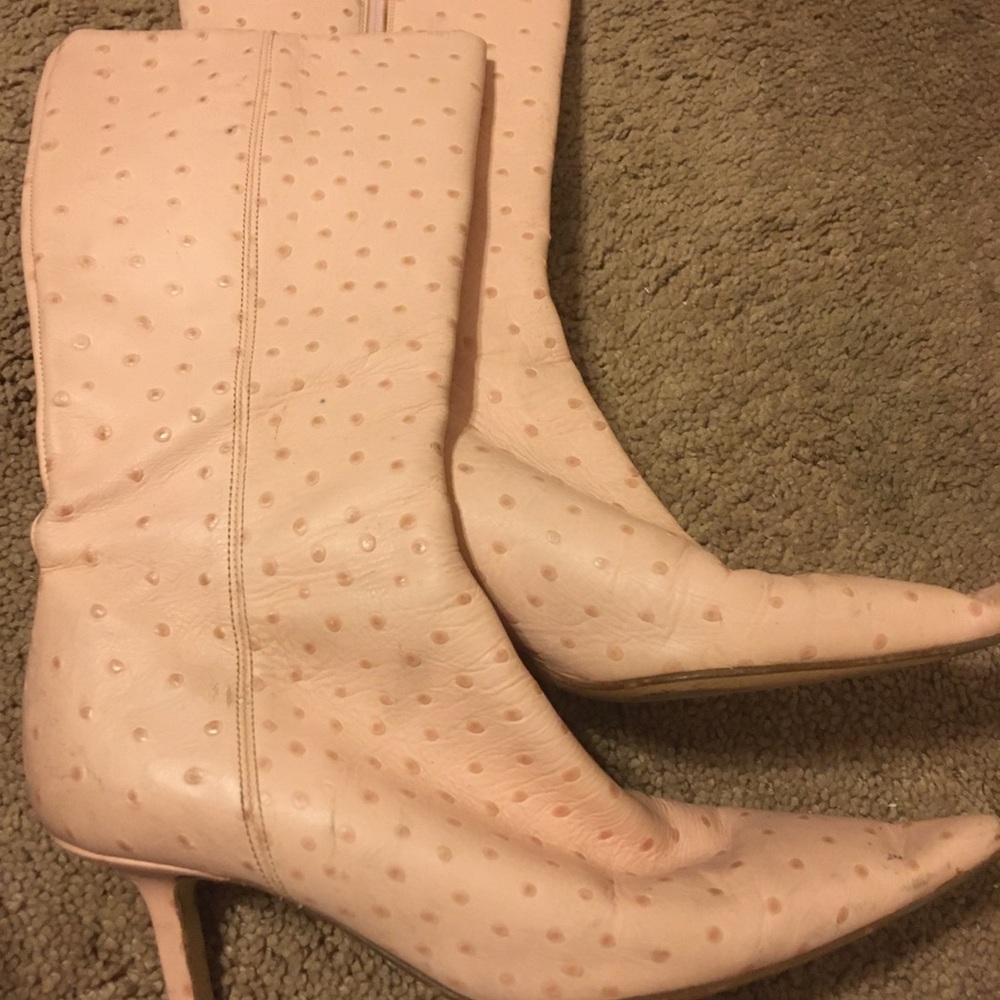 Vero Cuoio Pink Ostrich Boots size 7